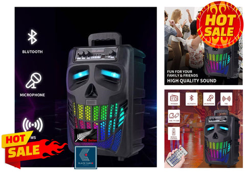 Portable Rechargeable Bluetooth Party Speakers 8inch Stereo With Microphone
