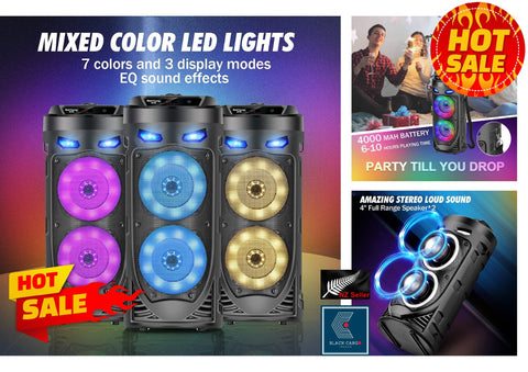Portable Rechargeable Bluetooth Party Speakers With Microphone LED Lights