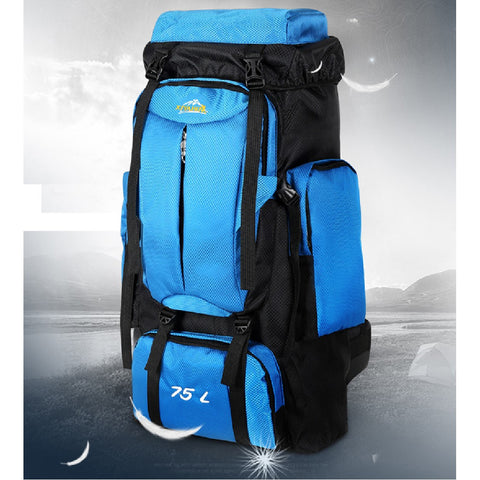 Camping Backpack Large Hiking Backpack for Travel Tramping Pack Bag Blue 75L