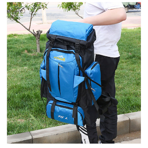 Camping Backpack Large Hiking Backpack for Travel Tramping Pack Bag Blue 75L