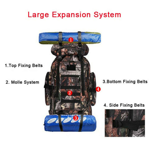 Expandable Camping Backpack Large Hiking Backpack Tramping Pack Back Pack Bag