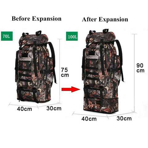 Expandable Camping Equipment Hiking Camping Sport Tramping Pack Back Bag 100L