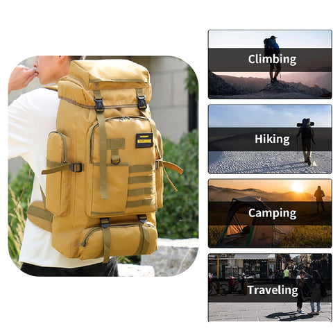 80L Camping Hiking Backpack Rucksack Waterproof Traveling Daypack