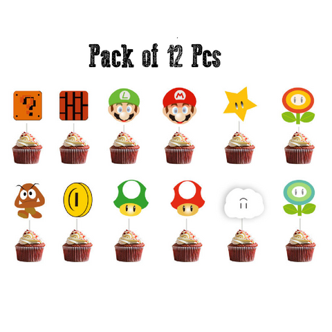 Cupcake Topper Cake Decorations Super Mario Ultimate 12pcs