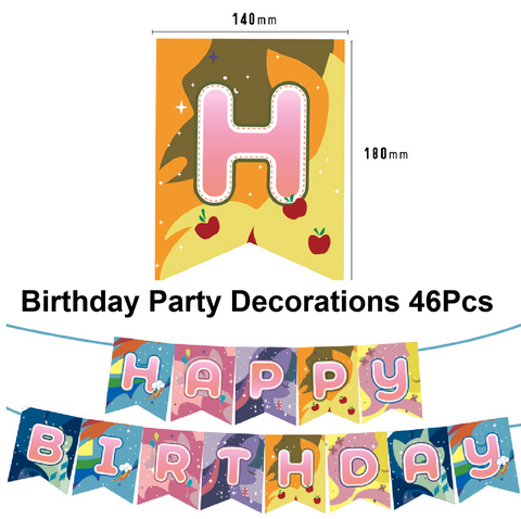 46 Pcs Kids' Birthday Party Decoration My Little Pony Banner Balloon Cake Topper