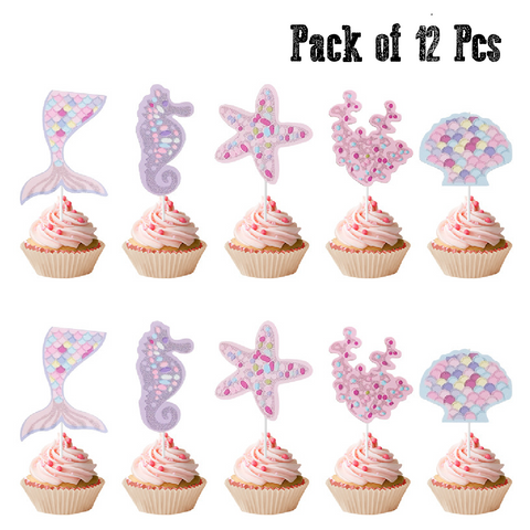 Cupcake Topper Cake Decorations Mermaid Theme 12pcs