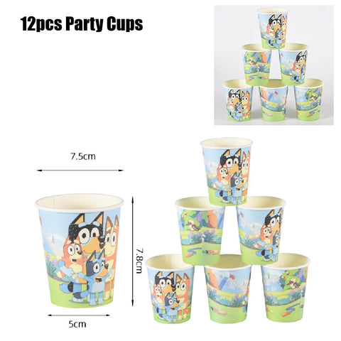 73Pcs Kids' Birthday Party Decoration Paw Patrol Bluey Banner Plates Cups