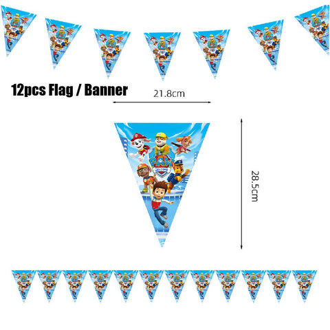 61Pcs Kids' Birthday Party Decoration Paw Patrol Banner Plates Cups Tablecloth