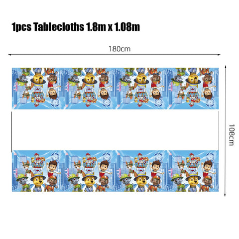 61Pcs Kids' Birthday Party Decoration Paw Patrol Banner Plates Cups Tablecloth