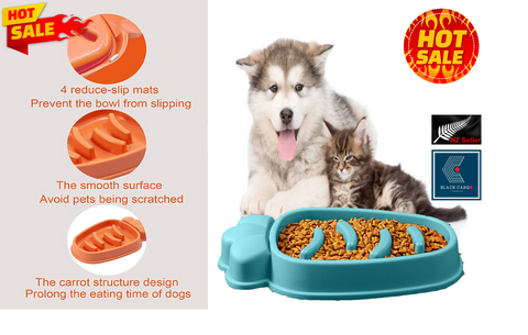 Large Slow Feeder Dog Bowls Anti-Chocking Pet Slower Feeding (Orange)