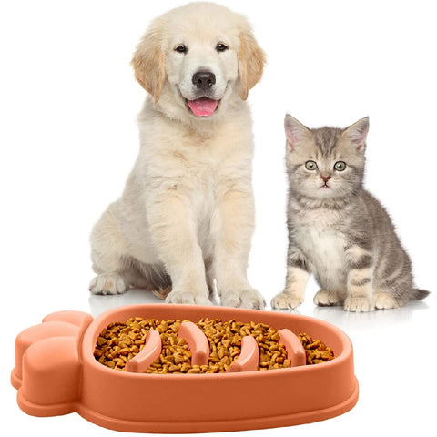 Large Slow Feeder Dog Bowls Anti-Chocking Pet Slower Feeding (Orange)