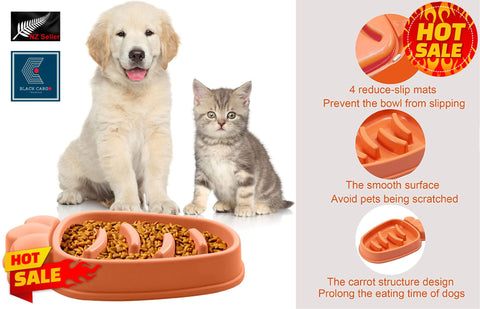 Large Slow Feeder Dog Bowls Anti-Chocking Pet Slower Feeding (Orange)