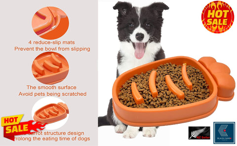 Large Slow Feeder Dog Bowls Anti-Chocking Pet Slower Feeding (Orange)
