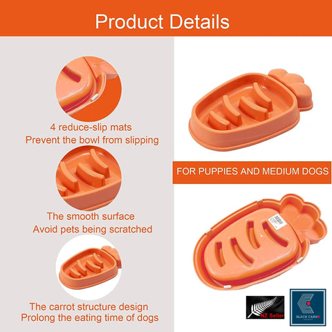 Large Slow Feeder Dog Bowls Anti-Chocking Pet Slower Feeding (Orange)