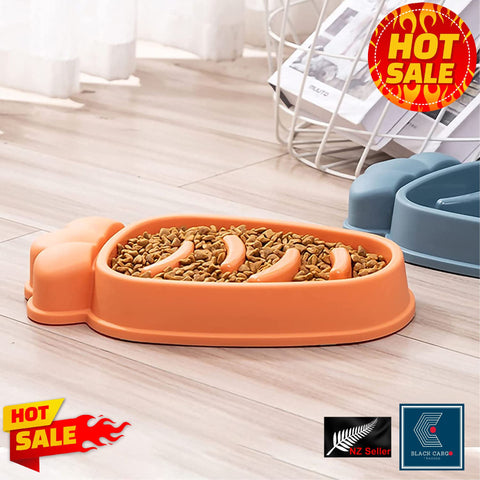 Large Slow Feeder Dog Bowls Anti-Chocking Pet Slower Feeding (Orange)
