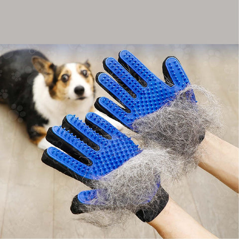 2PCs Pet Dog Cat Hair Brush Gloves Fur Grooming Trimmer Comb Tool Shedding