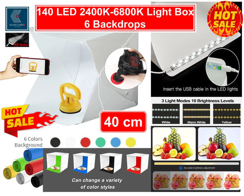 Portable Large 40CM Photography Photo Studio 140 LED Light Box with 6 Backdrops