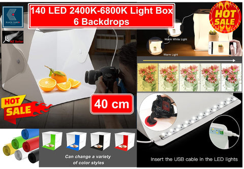 Portable Large 40CM Photography Photo Studio 140 LED Light Box with 6 Backdrops