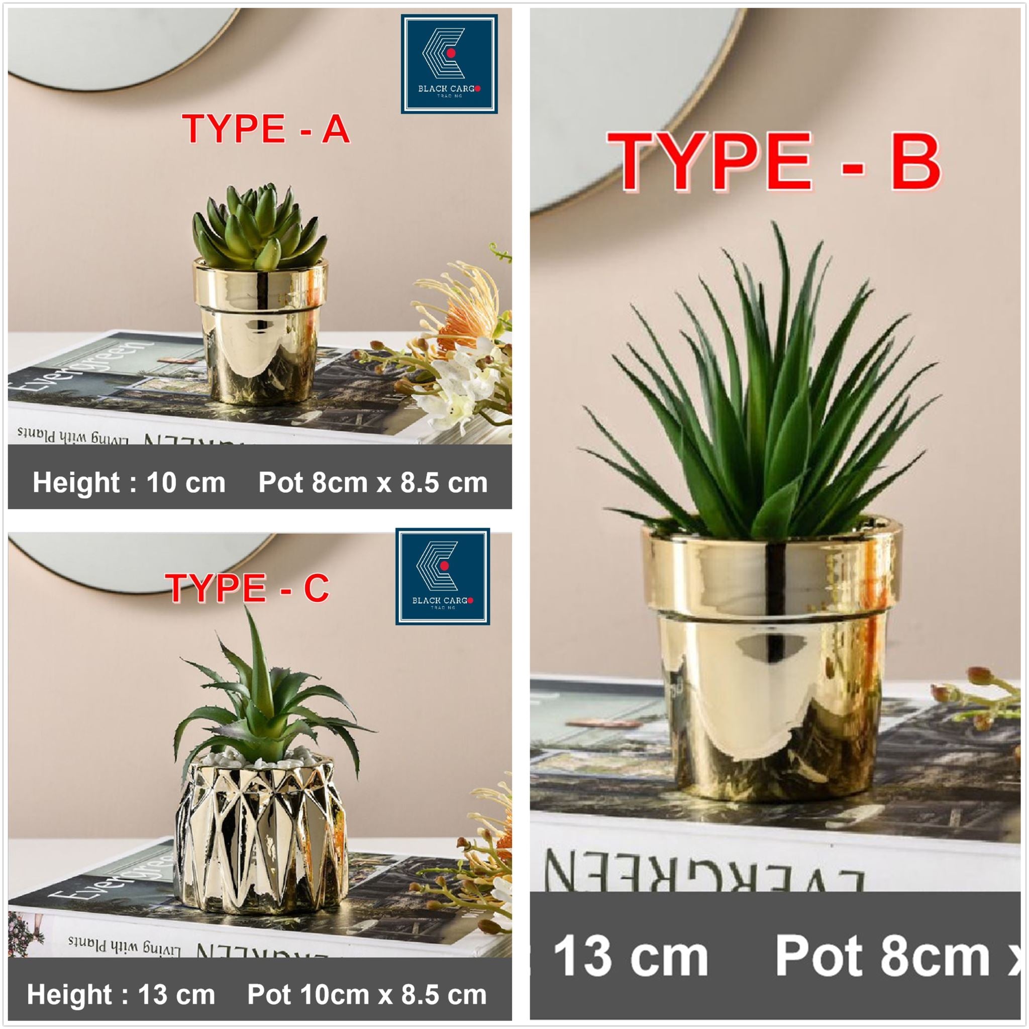 Artificial Succulent Plant Decorative Potted Plant Faux Tabletop Greenery Round - Referdeal