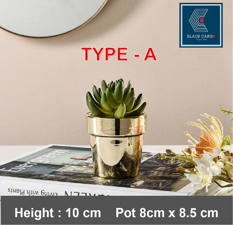 Artificial Succulent Plant Decorative Potted Plant Faux Tabletop Greenery Round - Referdeal