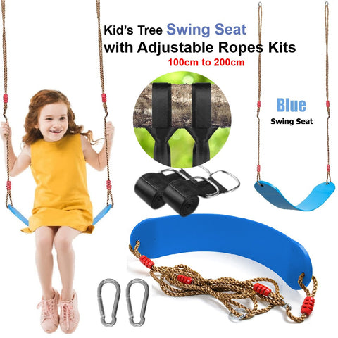 Kid's Outdoor Playground Tree Swing with Adjustable Ropes Kits-Blue