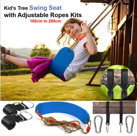 Kid's Outdoor Playground Tree Swing with Adjustable Ropes Kits-Blue