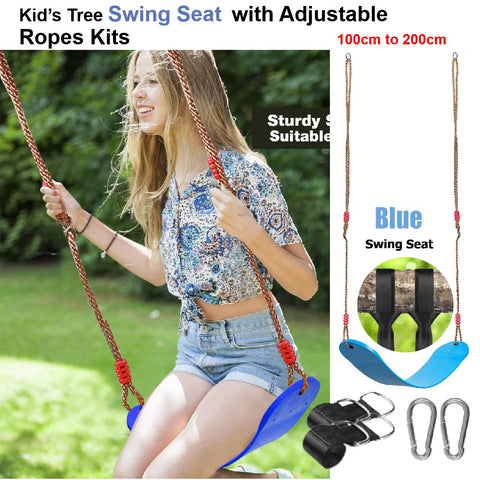 Kid's Outdoor Playground Tree Swing with Adjustable Ropes Kits-Blue