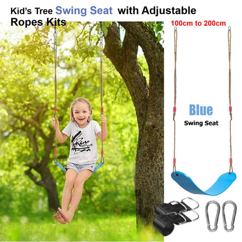 Kid's Outdoor Playground Tree Swing with Adjustable Ropes Kits-Blue