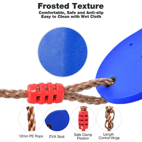 Kid's Outdoor Playground Tree Swing with Adjustable Ropes Kits-Blue