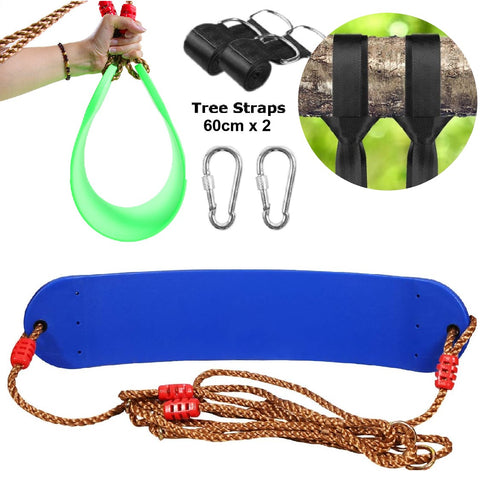 Kid's Outdoor Playground Tree Swing with Adjustable Ropes Kits-Blue