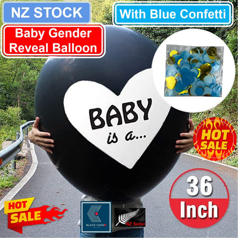 Baby Shower Party Decorations Gender Reveal Balloon 90cm - Blue Confetti