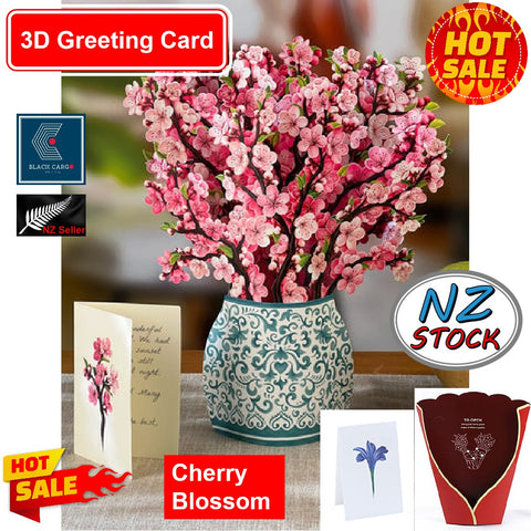Mother’s Day Gift Pop Up Flower Bouquet Greeting Card 3D Birthday Festival Gift Card CherryBlossom