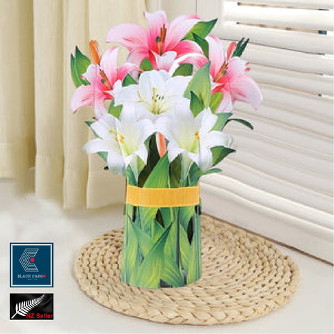 Pop Up Flower Bouquet Greeting Card 3D Birthday Festival Gift Card Rose