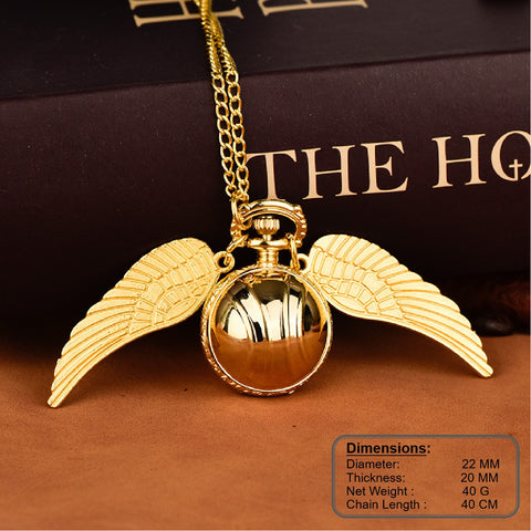 Retro Gloden Flying Ball Shape with Wings Necklace Pendant Pocket Watch