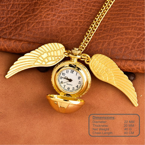 Retro Gloden Flying Ball Shape with Wings Necklace Pendant Pocket Watch