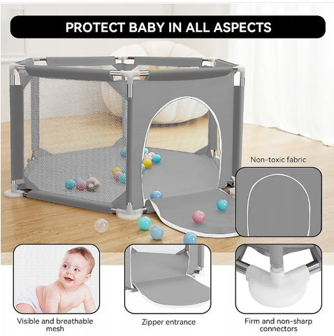 Portable Playpen Baby Safety Gate Play Pen Play Gym Mat 130cm