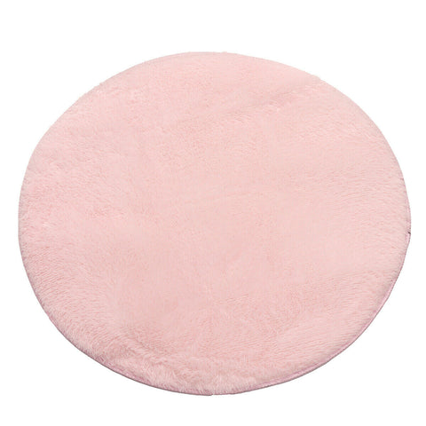Shaggy Fluffy Round Rug Mats Rug Pastel Pink 95cm Diameter