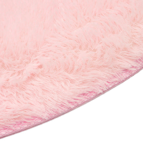 Shaggy Fluffy Round Rug Mats Rug Pastel Pink 95cm Diameter