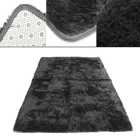Ultra Soft Area Modern Fluffy Rug Shaggy Rug Soft Mat 160cm x 230cm Black