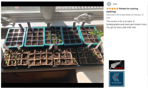24 Pack Biodegradable Peat Pots Seed Starter Trays Kit 288 Cells