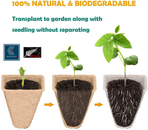 24 Pack Biodegradable Peat Pots Seed Starter Trays Kit 288 Cells