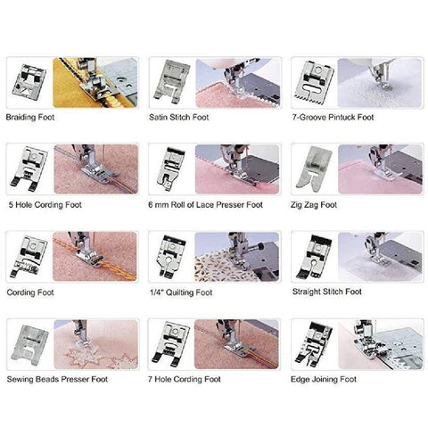 Sewing Machine Presser Foot Feet Kit Set 32Pcs Brother Singer Elna Janome Sewing