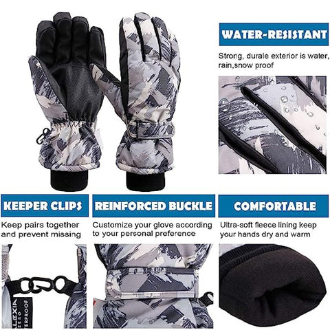 Ski Gloves Waterproof Snow Gloves Winter Warm Gloves Large size