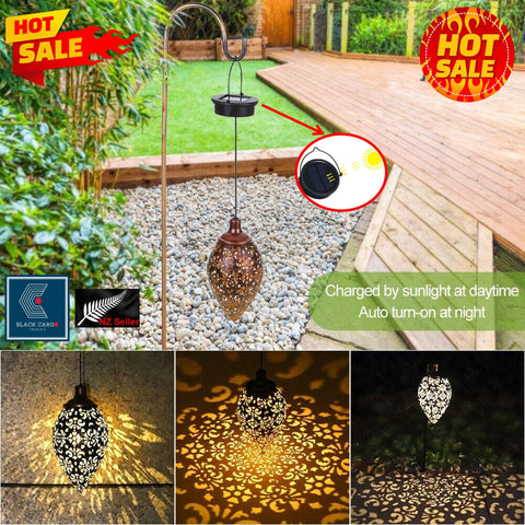 Solar Hanging Lantern Light Waterproof Metal Decorative Garden Decorative Lamp