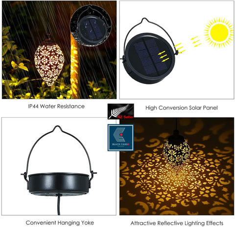 Solar Hanging Lantern Light Waterproof Metal Decorative Garden Decorative Lamp