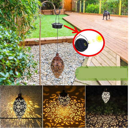 Solar Hanging Lantern Light Waterproof Metal Decorative Garden Decorative Lamp