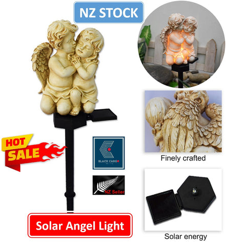 Cute Cherubs White cuddle Angel Garden Gnome Statue ornaments Solar Light