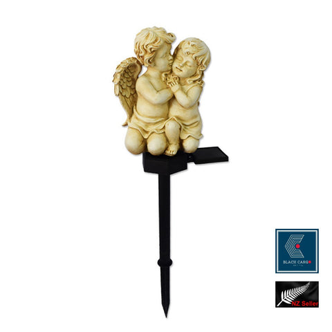 Cute Cherubs White cuddle Angel Garden Gnome Statue ornaments Solar Light