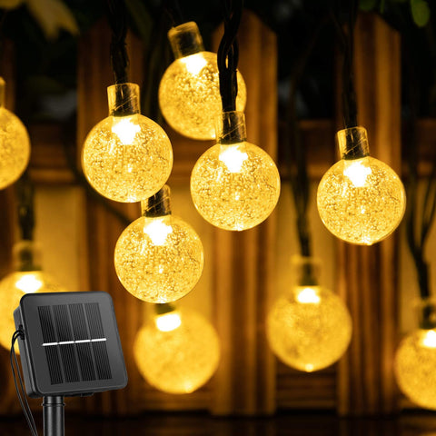 Solar String Lights Outdoor 30LED Crystal Globe Balls Lights Warm White