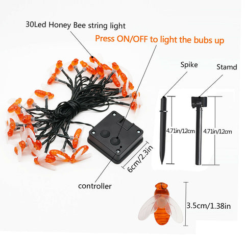 Solar Lights String Lights 20pcs Bee lights